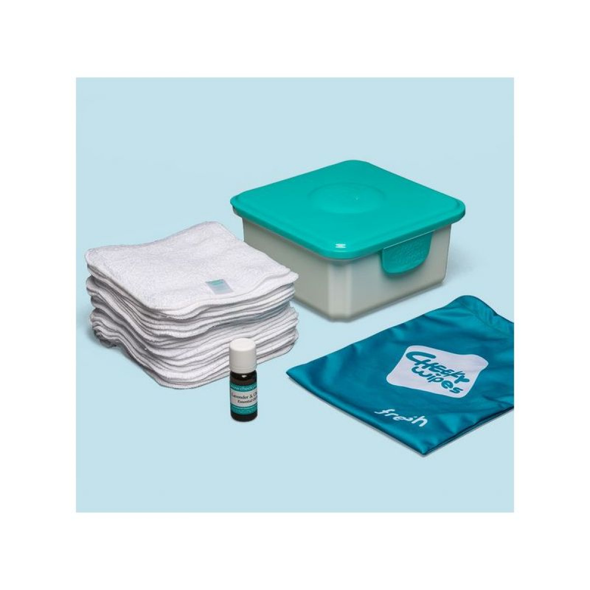 Mini kit de lingettes lavables coton blanc boite turquoise - photo 6