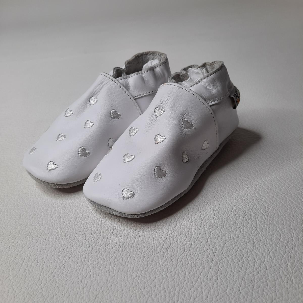 Chaussons en cuir Baby Dutch - White hearts - Taille L - photo 6