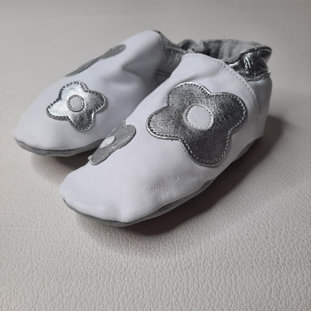 Chaussons en cuir - Flower white/silver - Taille L - photo 6