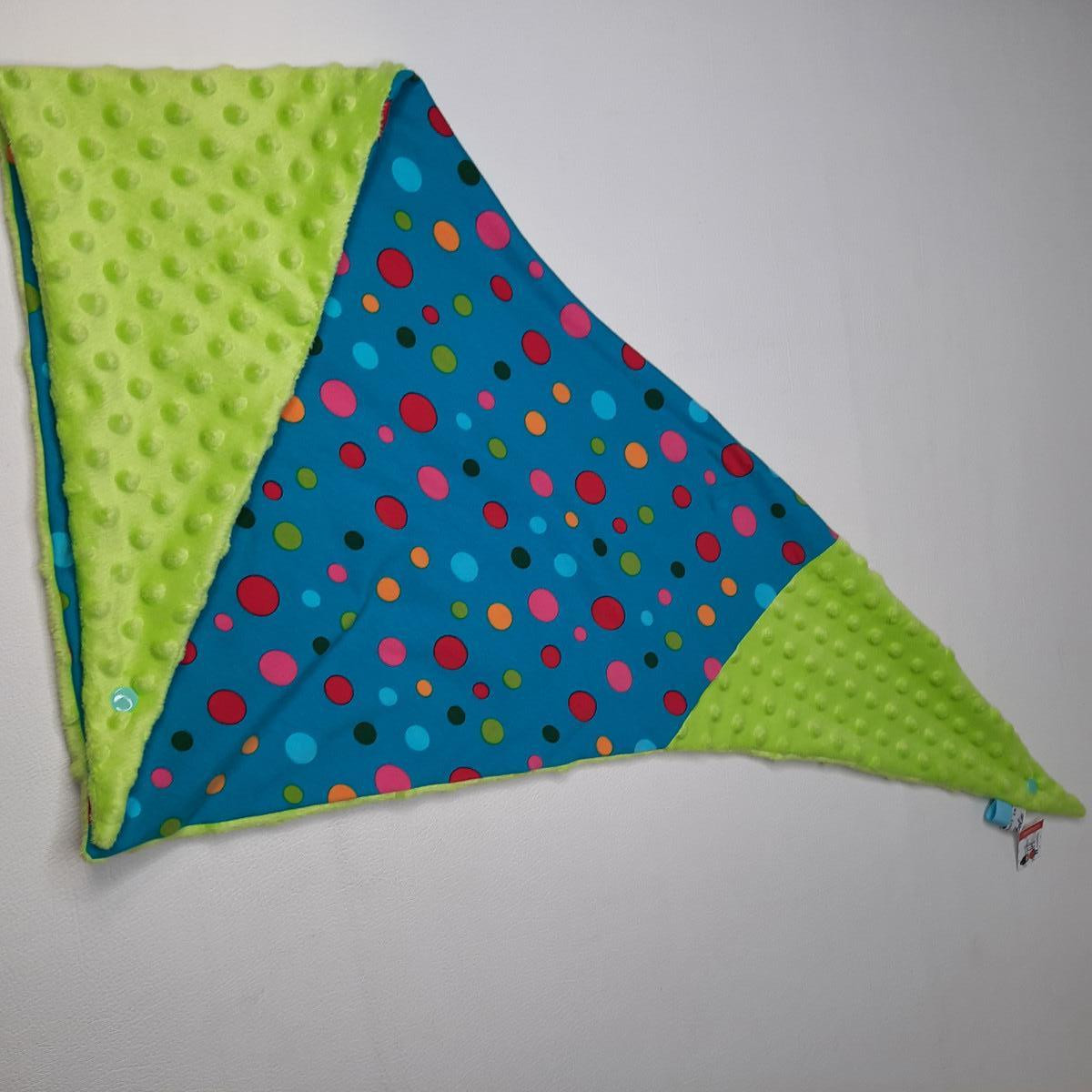 Grand foulard couleur turquoise à pois doublé vert - photo 6