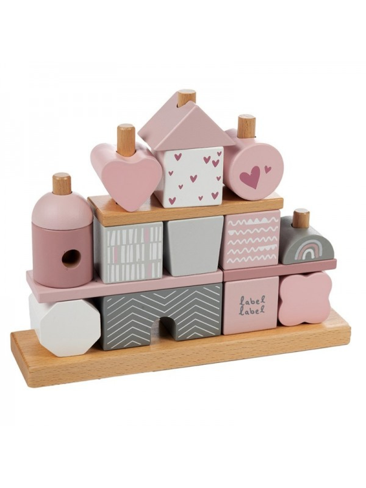 Blocs en bois empilables Label label Stacking blocks house - Pink - photo 6