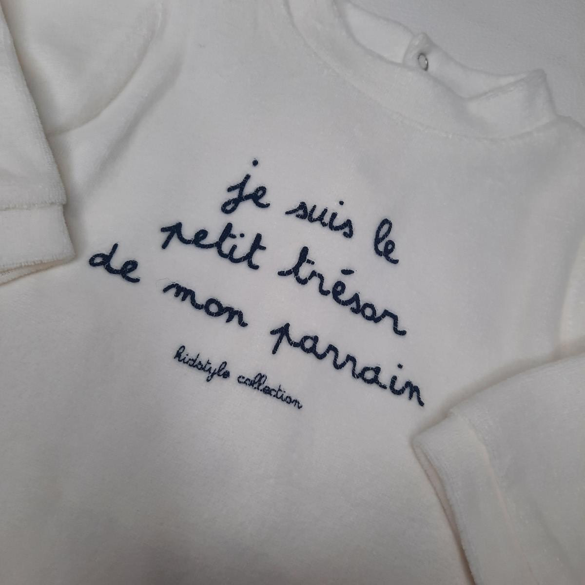 Pyjama phrase blanc - Je suis le petit trésor de mon parrain - photo 7