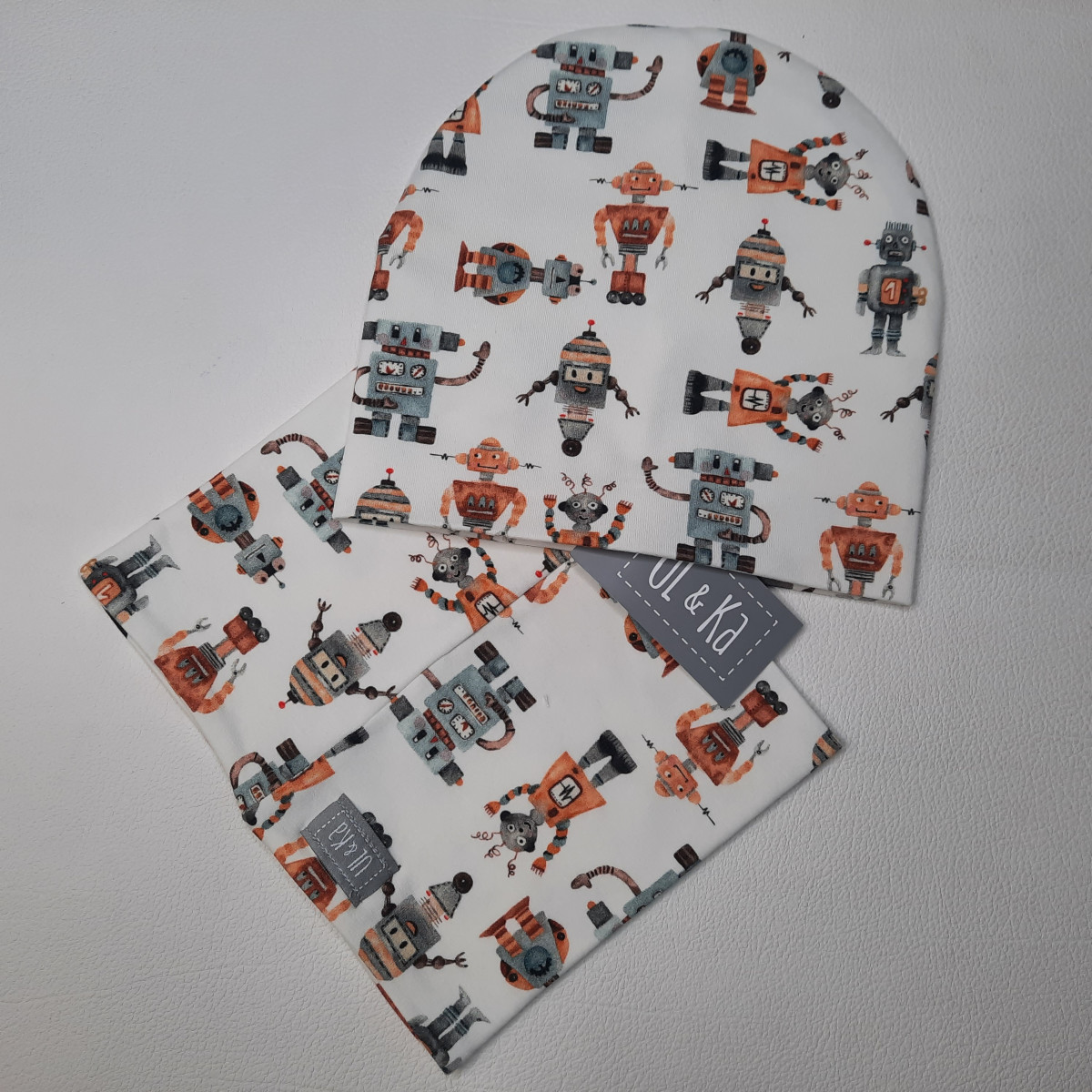 Set bonnet coton jersey + col - Robots UL&Ka - photo 6