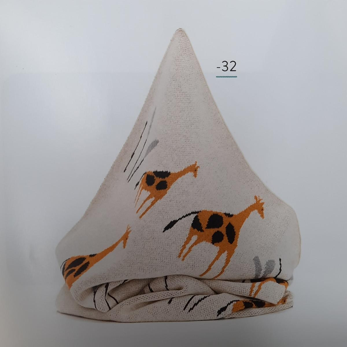 Couverture souple beige avec girafe 100% coton 100*85cm - 1900 - photo 7