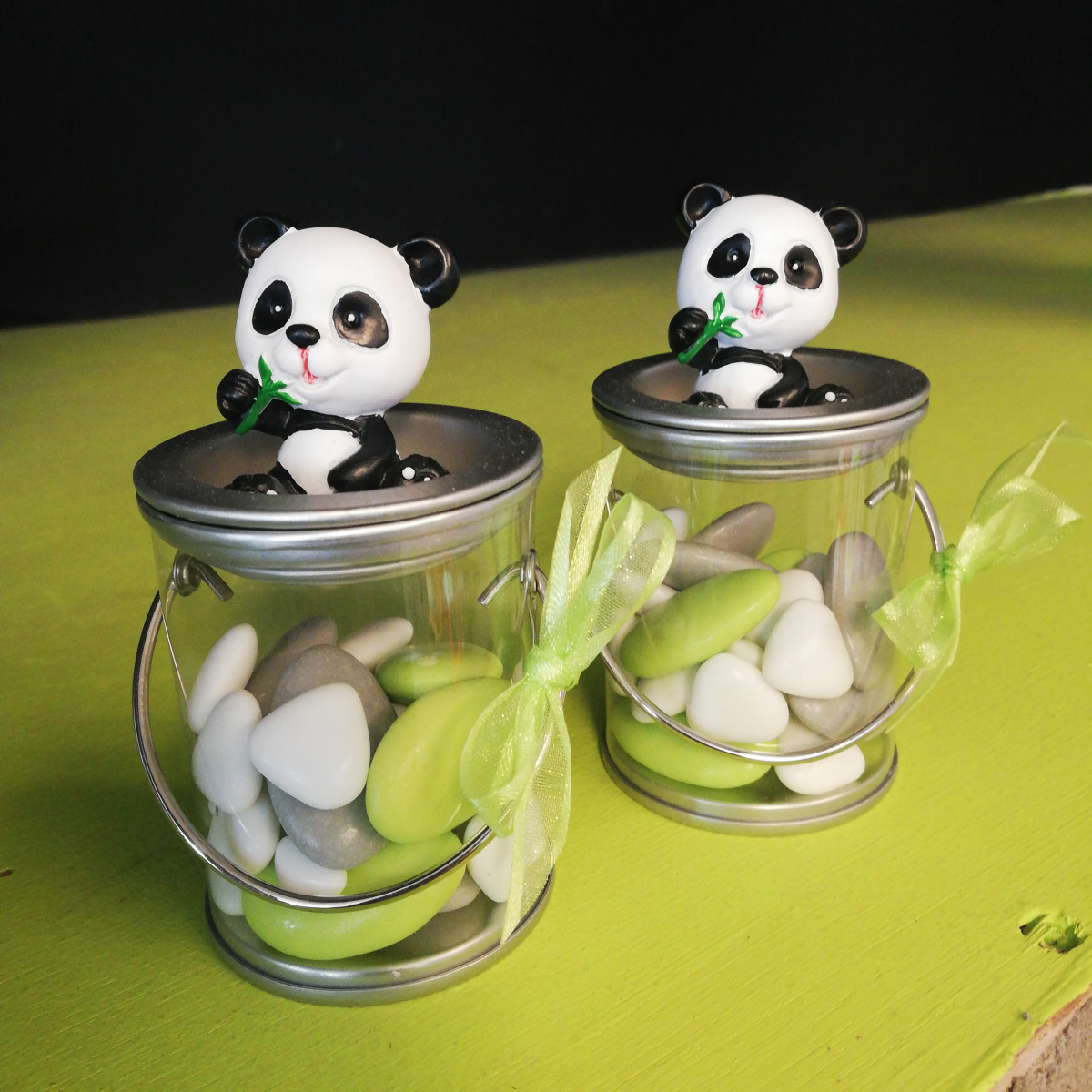 Pot couvercle + mélange dragée et mini + panda + ruban - photo 6