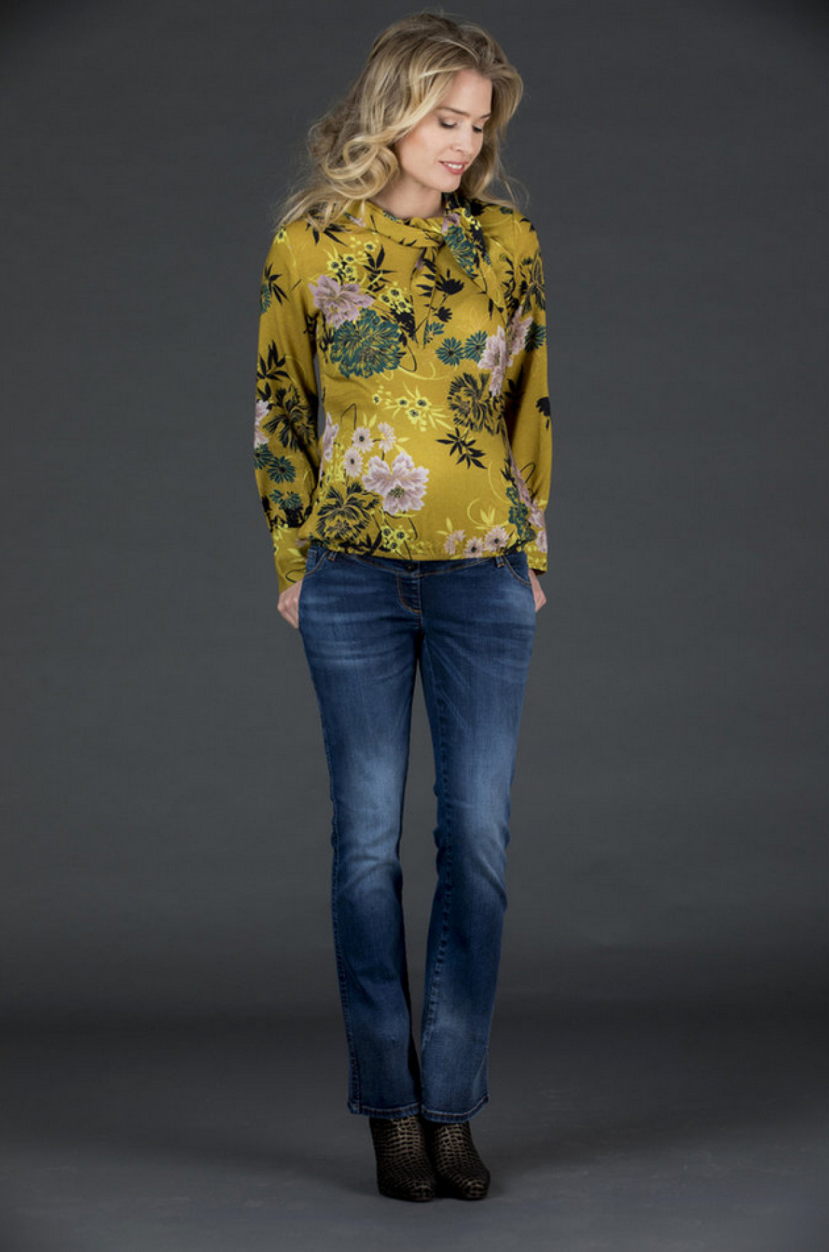 Blouse ocre à fleurs Taille 34/XS - Love2Wait - photo 6