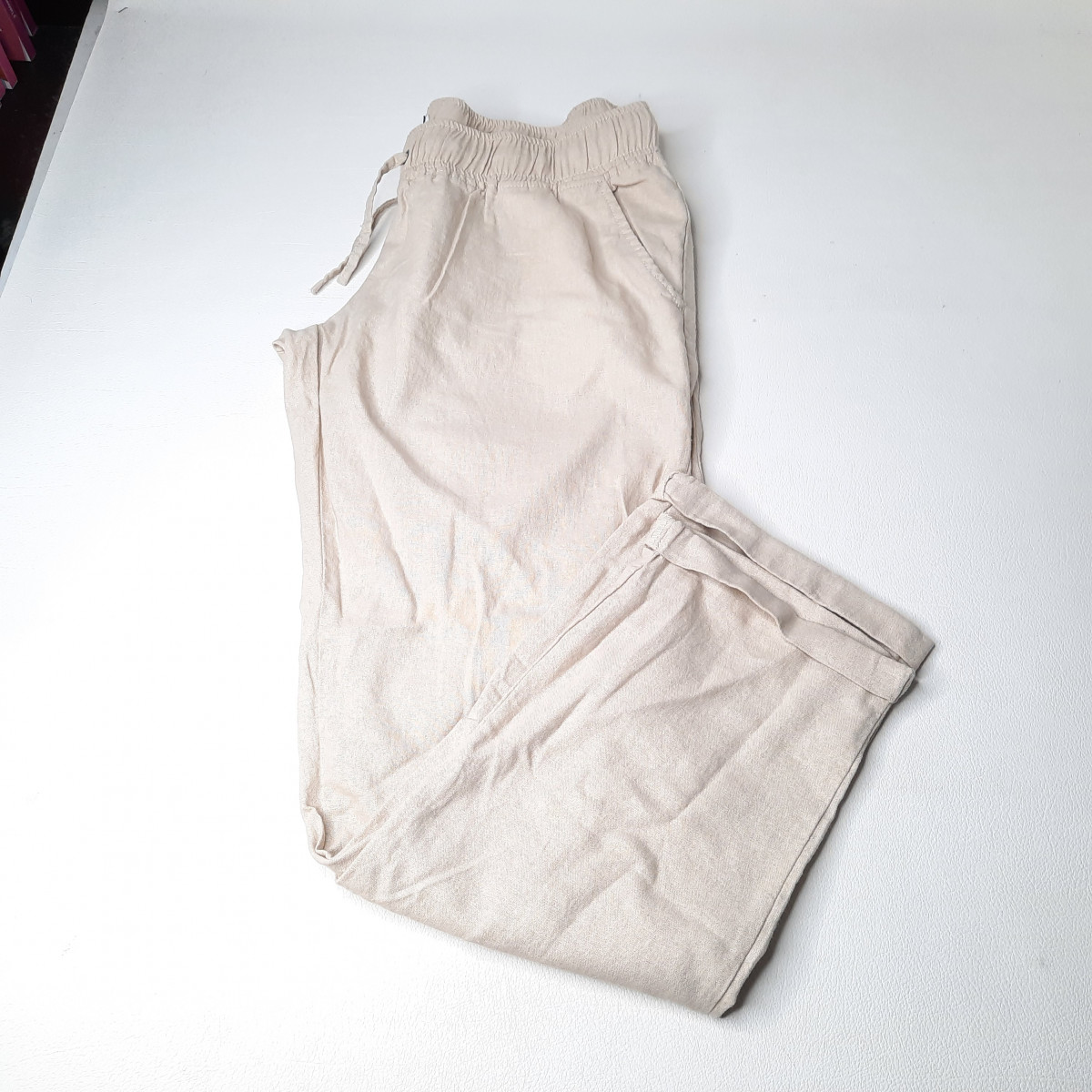 Pantalon en lin beige Taille XL - Boutique Toup'tibou - photo 6