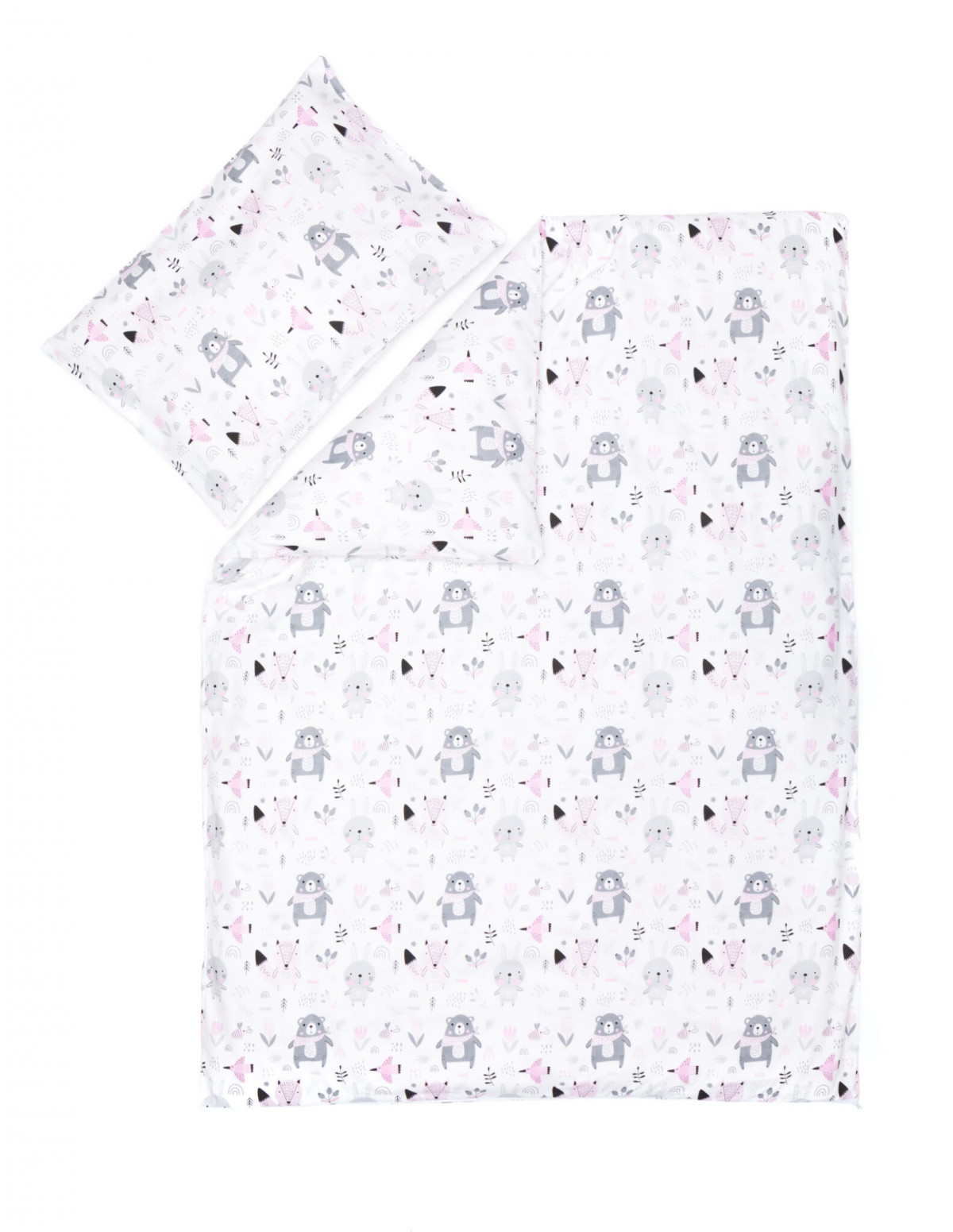 Housse de couette + taie 100*135cm - Animaux rose et gris - 025-82 - photo 6