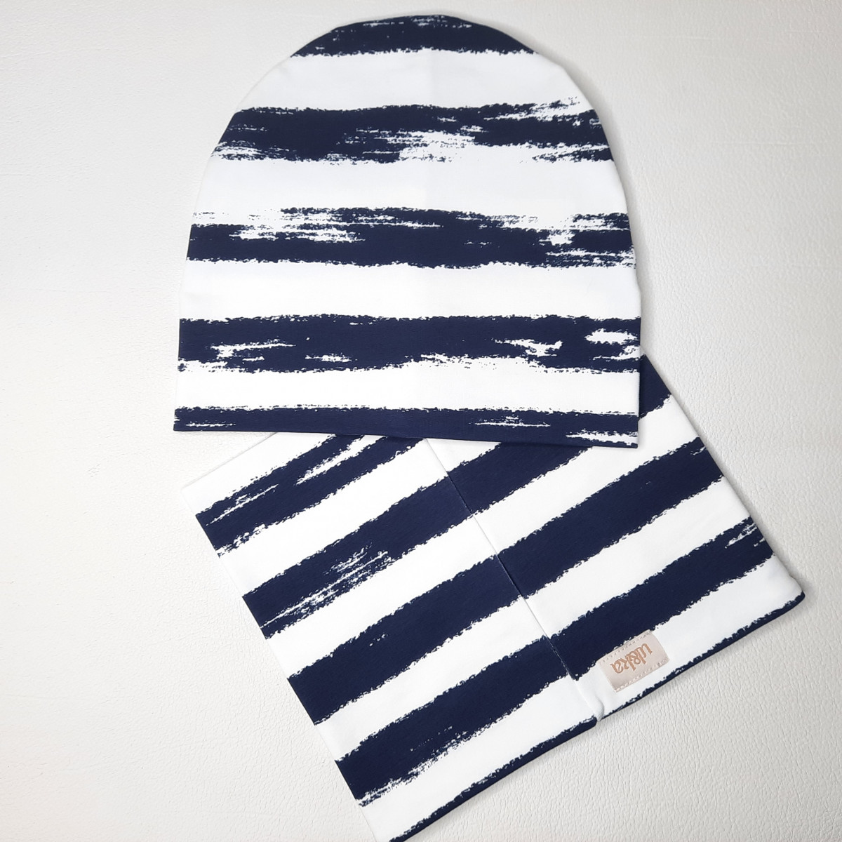 Set bonnet coton + col UL&Ka- Navy stripes - photo 6