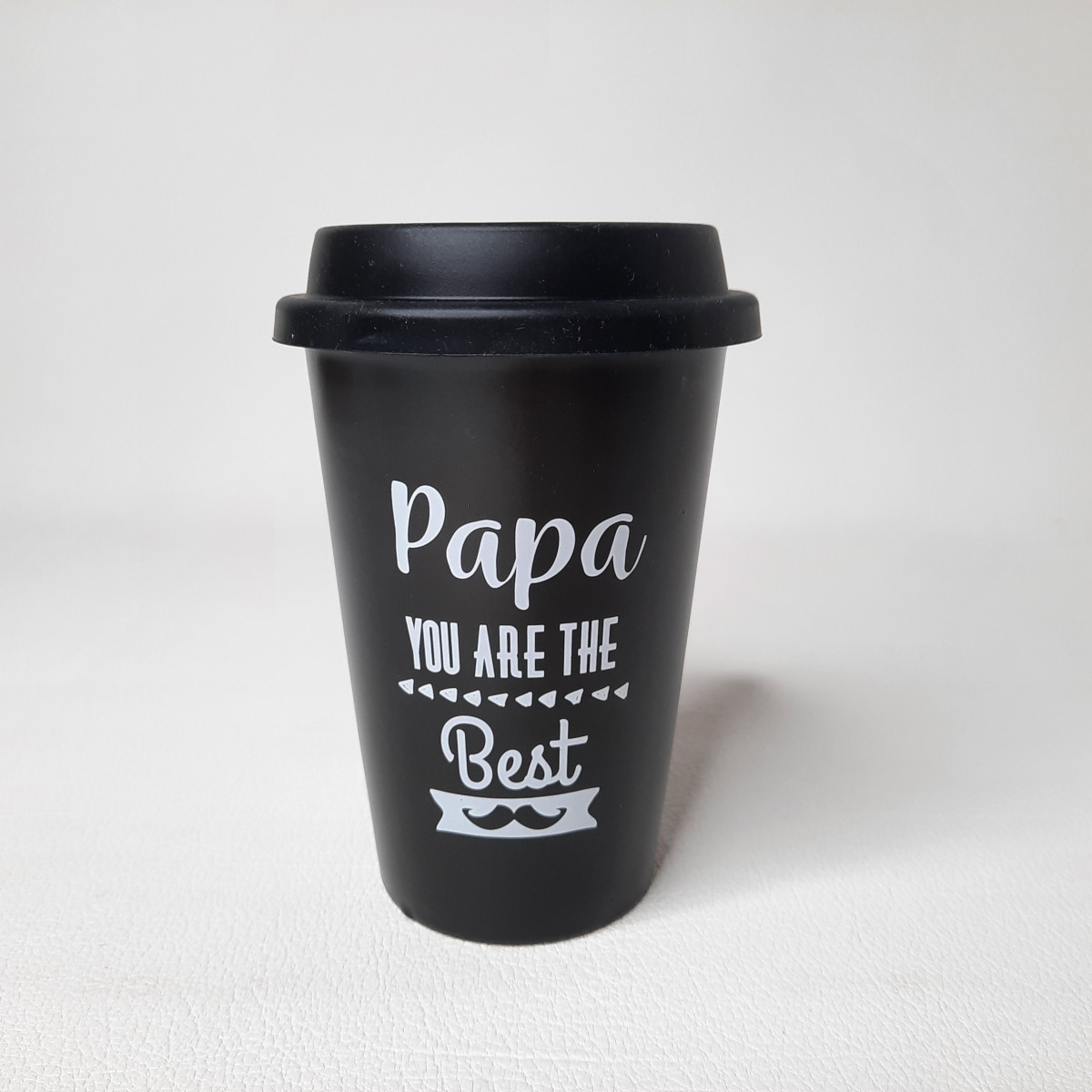 Mug noir avec couvercle en silicone - Papa you are the best - photo 6