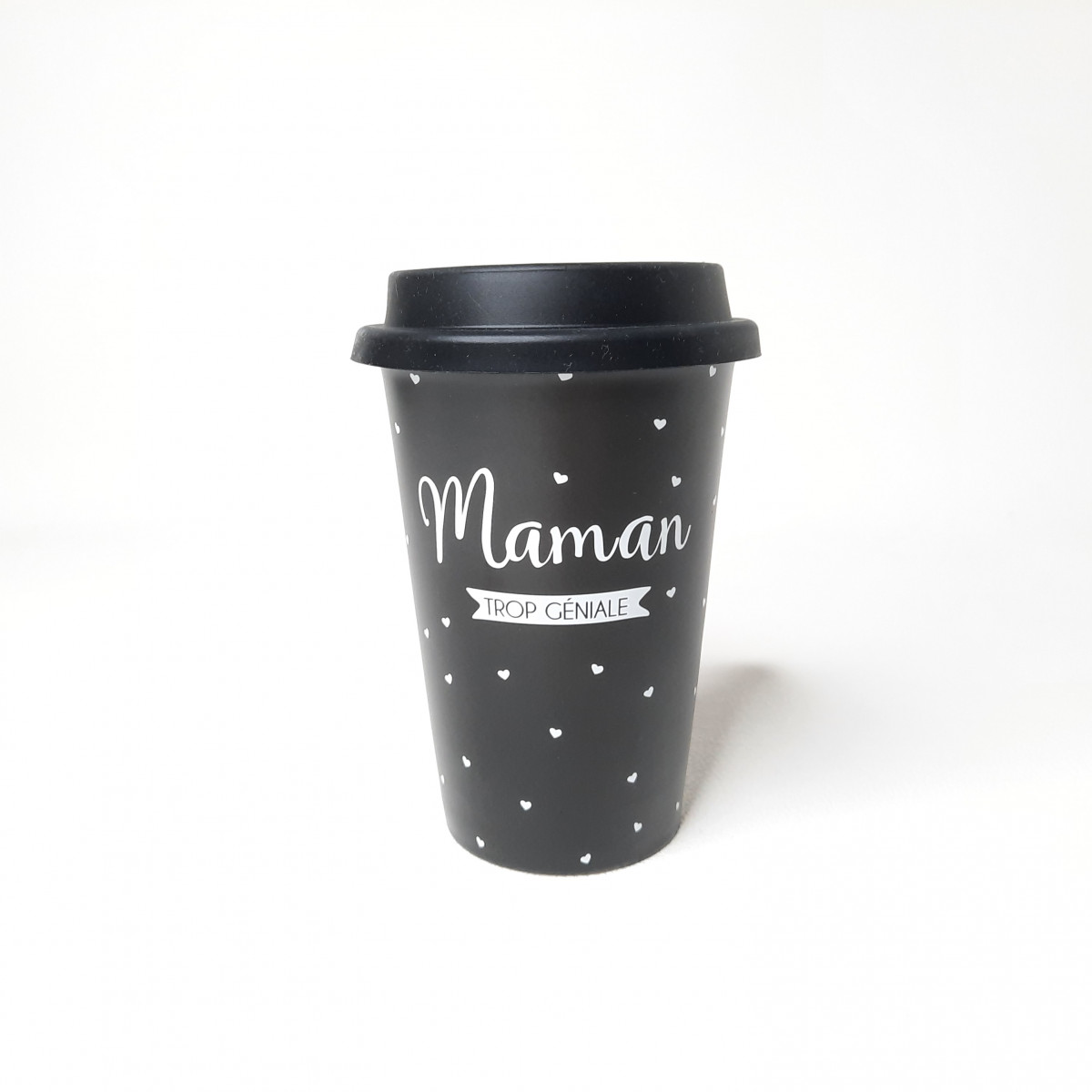 Mug noir avec couvercle en silicone - Maman trop géniale - photo 6