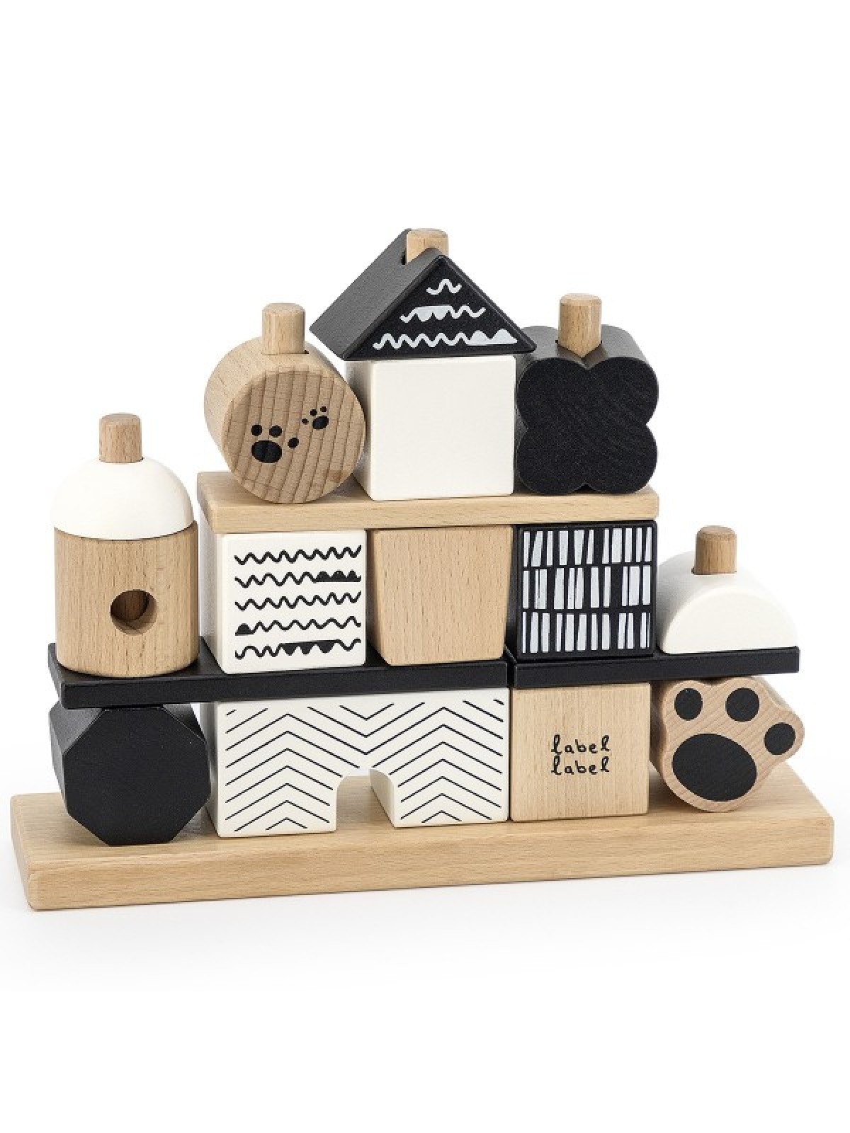 Blocs en bois empilables Label label Stacking blocks house - Black white - photo 6