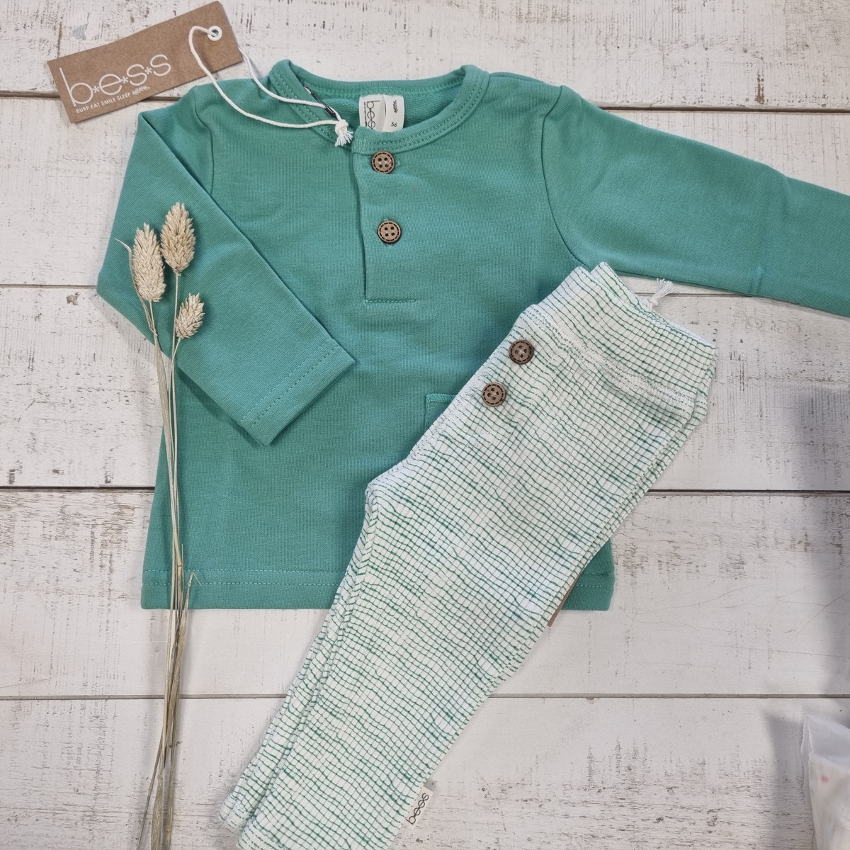 Pantalon Organic - Green chiné - Boutique Toup'tibou - photo 8