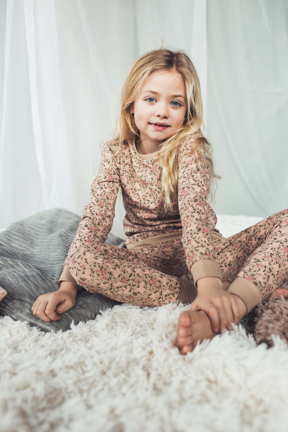 Pyjama 2pcs - Soft brown Flower - Boutique Toup'tibou - photo 6