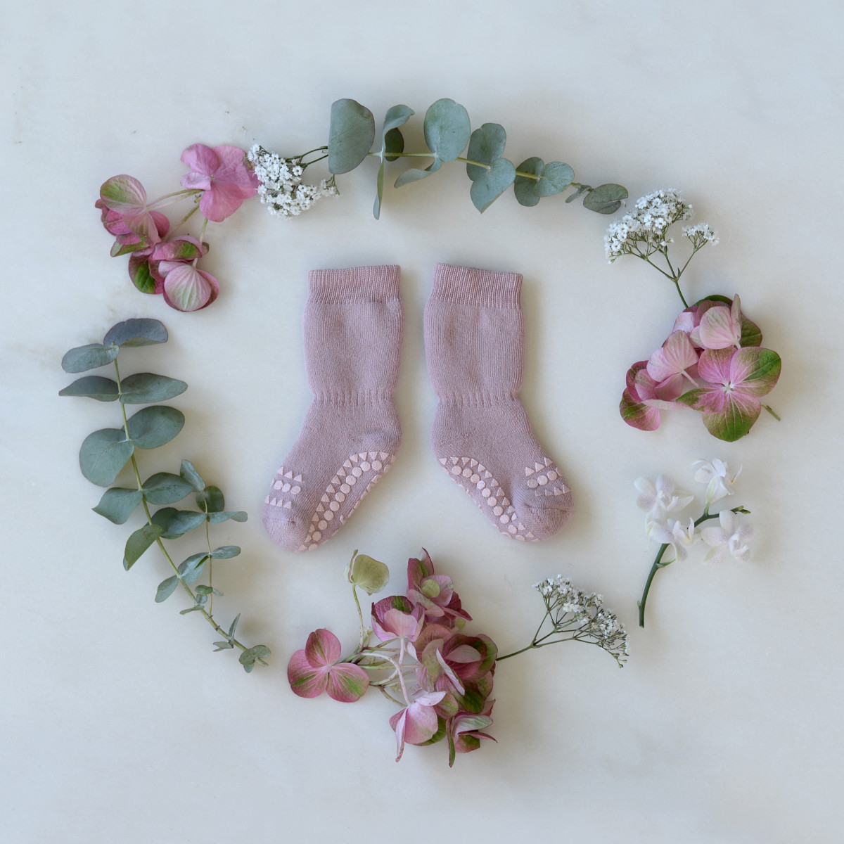 Chaussettes Antidérapantes Coton - Dusty Rose - photo 6