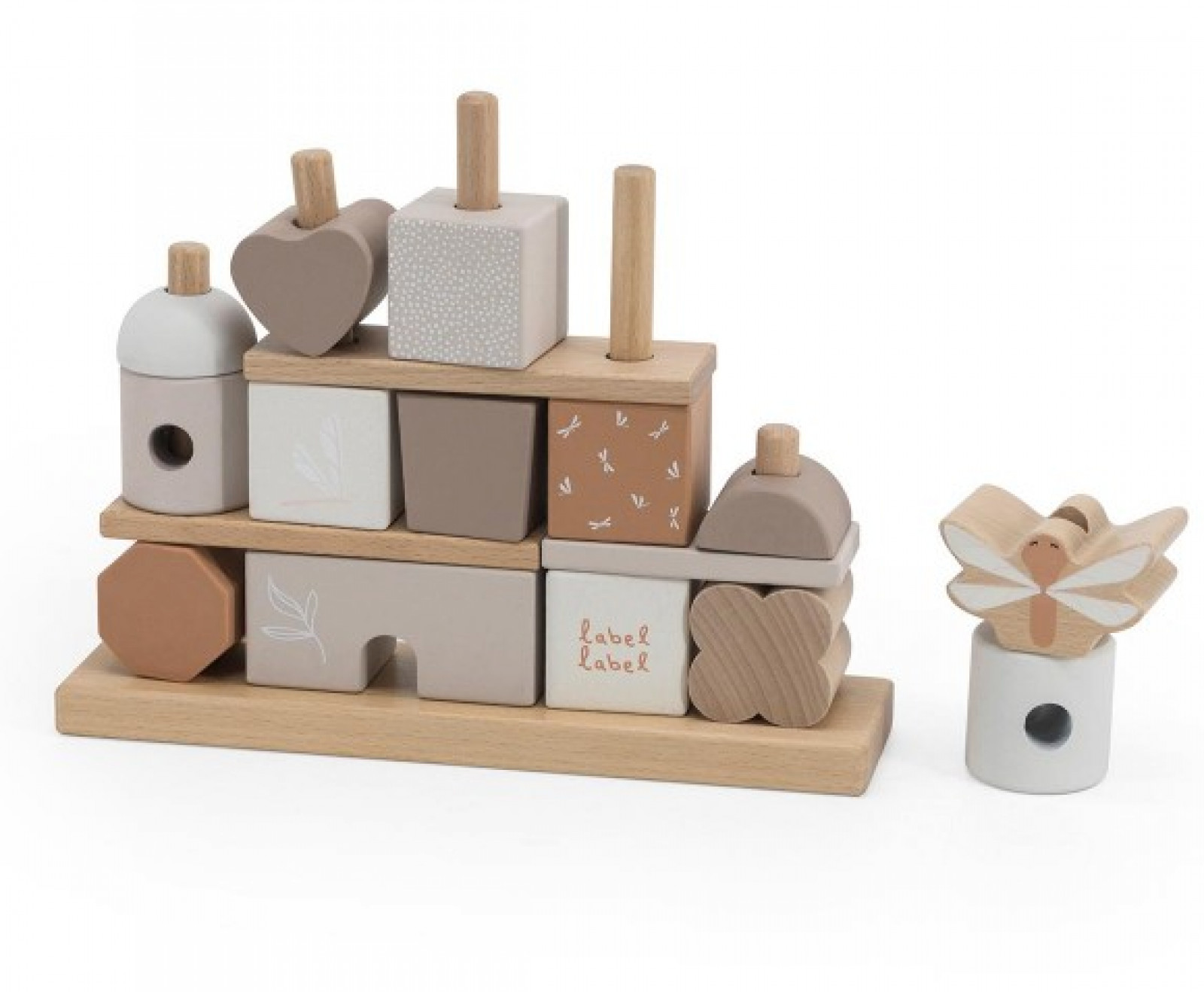 Blocs en bois empilables Label label Stacking blocks house - Nougat - photo 6