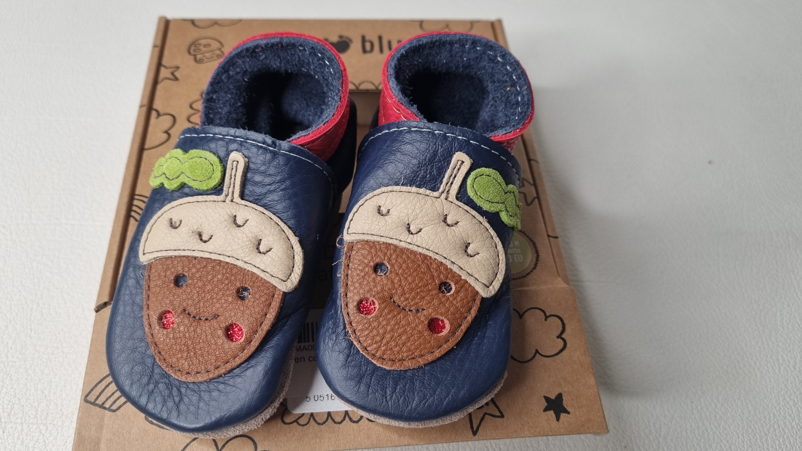 Chaussons en cuir Nutty navy - Boutique Toup'tibou - photo 6