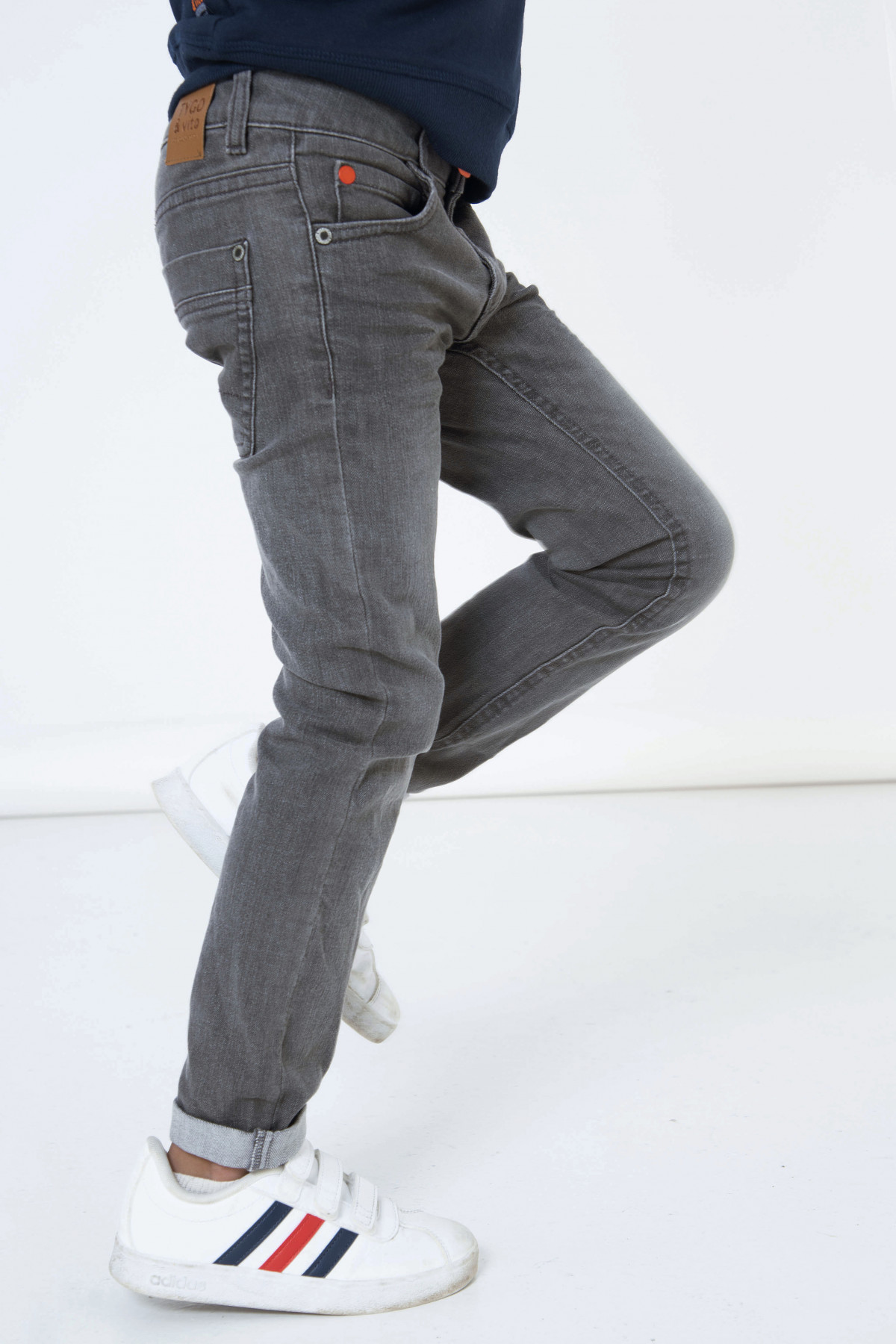 Jeans gris - light grey denim - Boutique Toup'tibou - photo 9