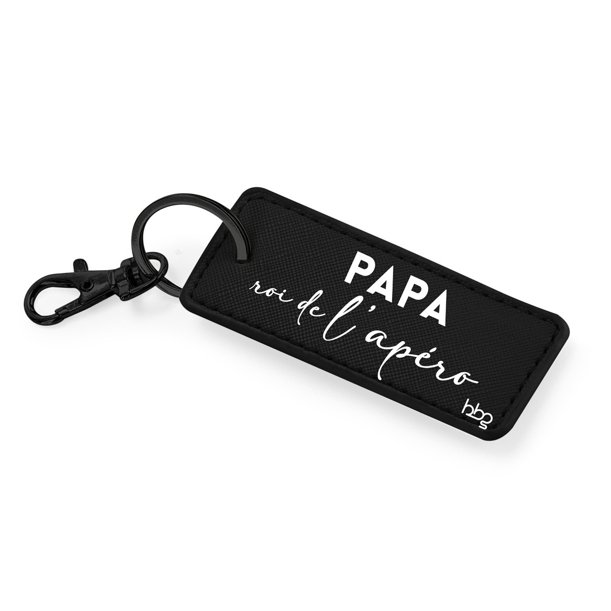 Porte clé noir simili - Papa roi de l apero - photo 6