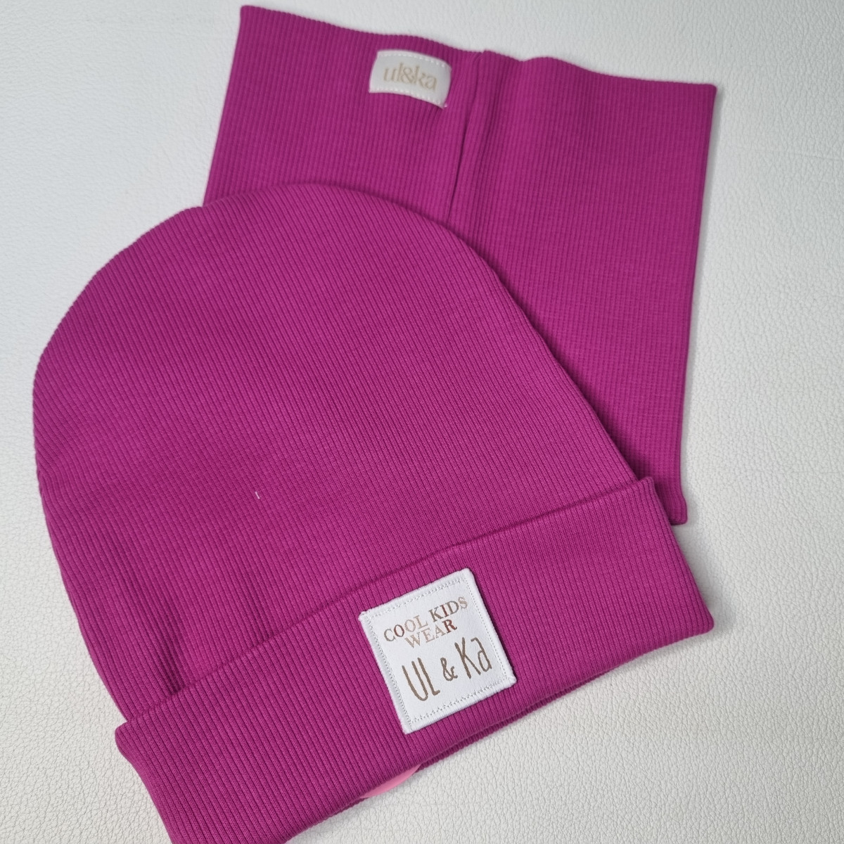 Set bonnet + col Fushia Line - Boutique Toup'tibou - photo 6