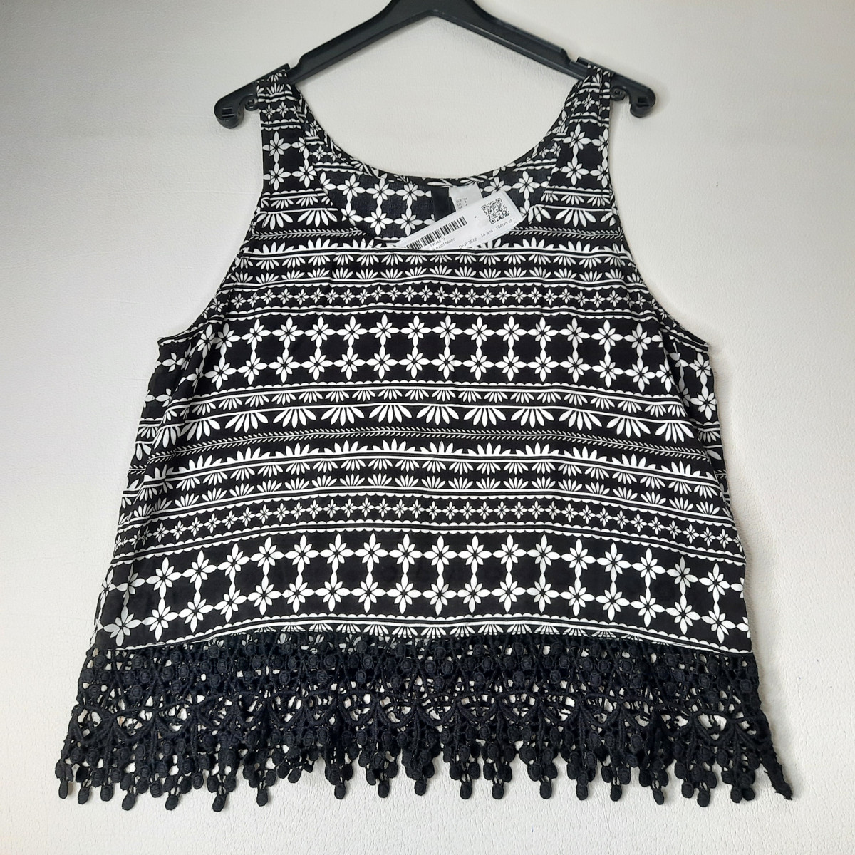 Blouse noire à motif blanc - Boutique Toup'tibou - photo 6
