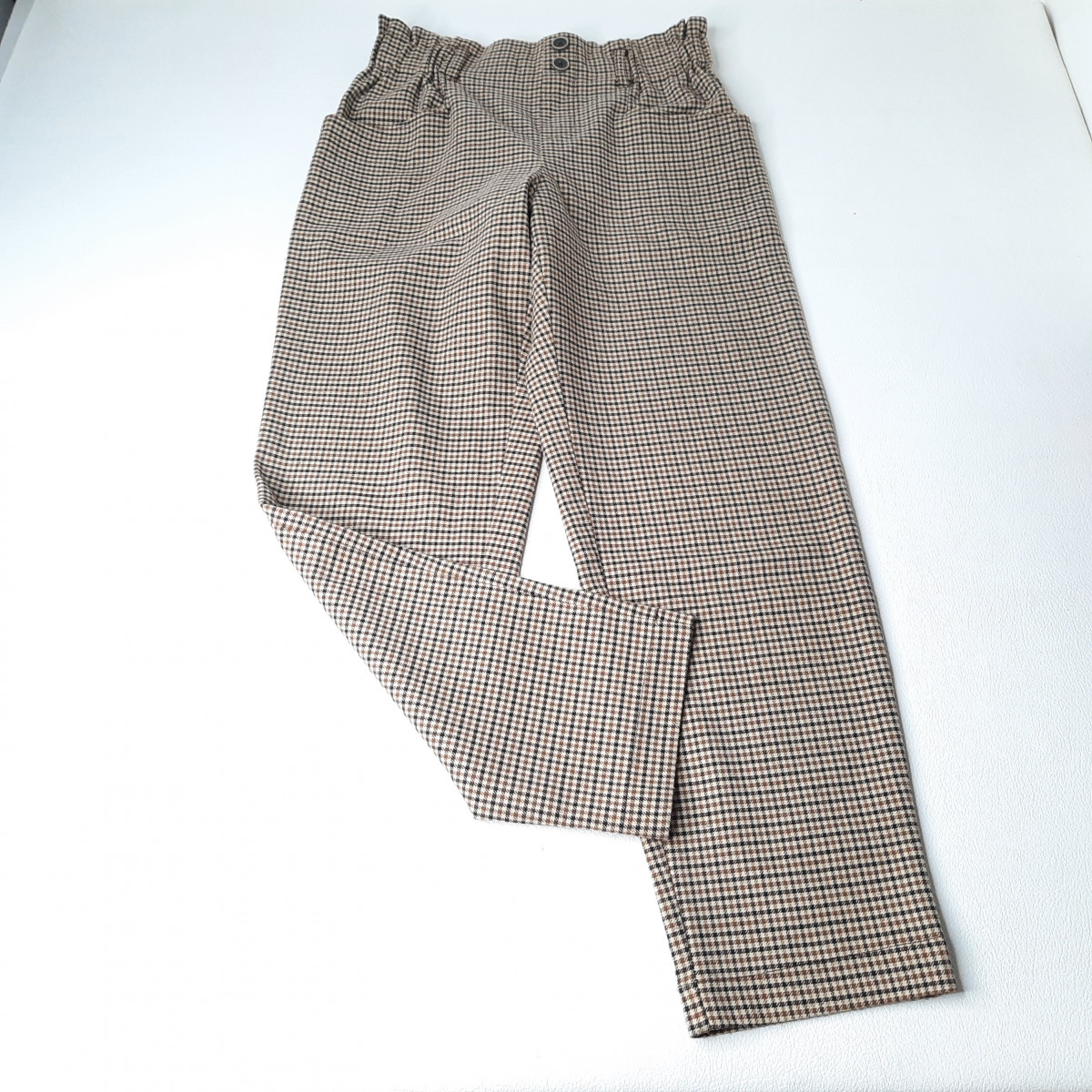 Pantalon à carreaux beige - Boutique Toup'tibou - photo 6