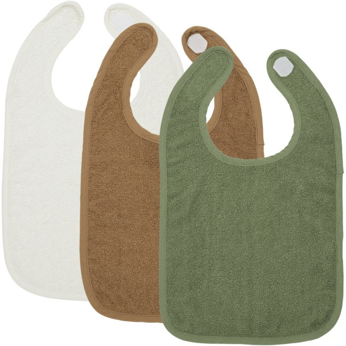 Lot de 3 bavoirs en éponge 25*35cm - Blanc/Vert forêt/Toffee - 611371 - photo 6