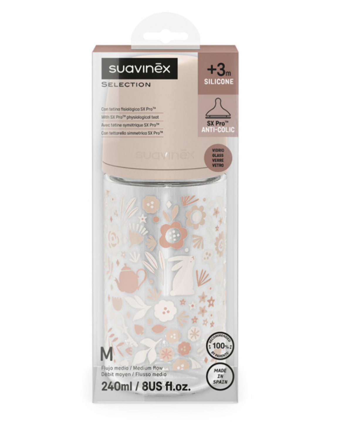 Biberon en verre avec tétine symétrique SX Pro M 240ml Wonderland Rose - photo 7