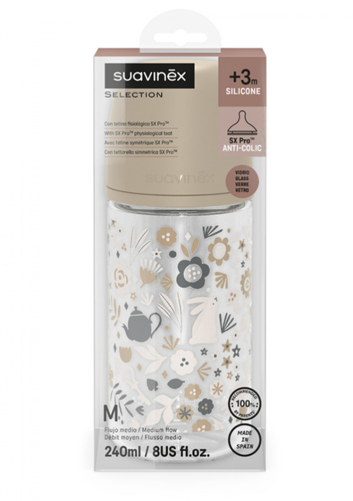 Biberon en verre avec tétine symétrique SX Pro M 240ml Wonderland Beige - photo 7