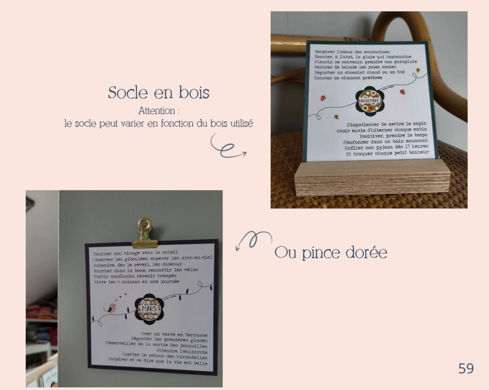 Box une année de petits bonheurs socle en bois - Jolis Lundis - photo 6
