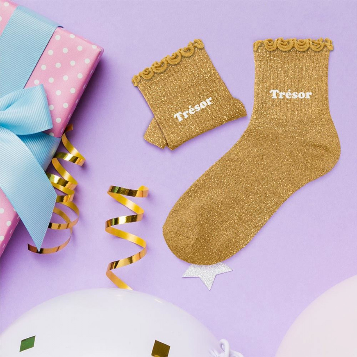 Chaussettes paillettes, à messages & dépareillées - Enfant - photo 32