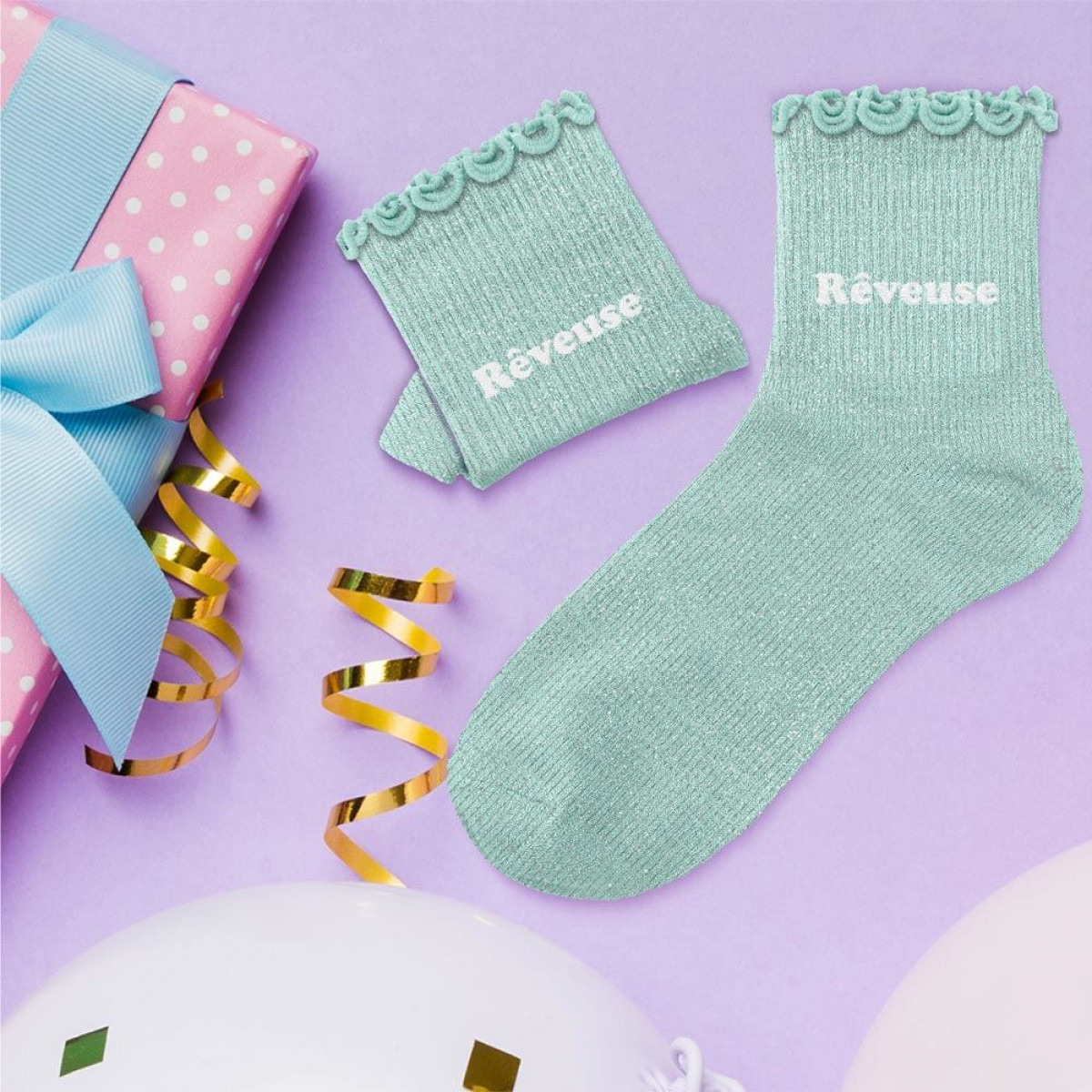 Chaussettes paillettes, à messages & dépareillées - Enfant - photo 27