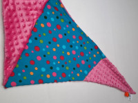 Grand foulard couleur turquoise à pois doublé rose - photo 7