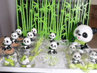 Pot en verre bouchon liège + mélange dragée et mini + panda + ruban et corde - photo 12