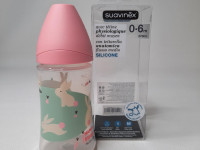 Biberon 270ml tétine forme plate en silicone débit moyen - Pink bunny - photo 7