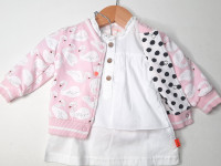 Ensemble 2pcs robe blanc + Gilet rose à motif - photo 7