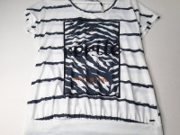 T-shirt blanc ligné marine Taille S - Boutique Toup'tibou - photo 7