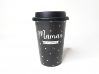 Mug noir avec couvercle en silicone - Maman trop géniale - photo 7