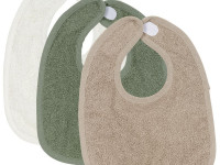 Lot de 3 bavoirs en éponge 25*35cm - Blanc/Vert forêt/Taupe - 611317 - photo 7