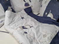 Tour de lit et housse de couette bleu et blanc - photo 7