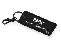 Porte clé noir simili - Papa mon héros - photo 7