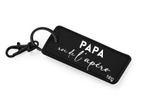 Porte clé noir simili - Papa roi de l apero - photo 7