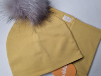 Set bonnet + col doublé hiver avec pompon Mustard/Black - UL&KA - photo 7