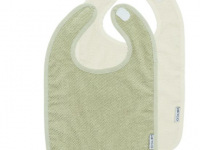 Lot de 2 bavoirs Popcorn naturel / olive clair 26*34cm - photo 7