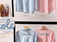 Chemise rayée avec broderie DOLCE VITA - Bleu - photo 7