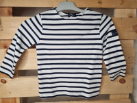 T-shirt manches longues blanc ligné marine - photo 7