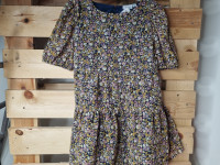 Robe marine fleuri ocre - photo 7