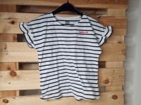 T-shirt blanc ligné marine - photo 7