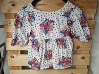 Blouse ecru chamaré rouge et bleu - photo 7