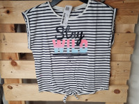 T-shirt blanc ligné marine - photo 7